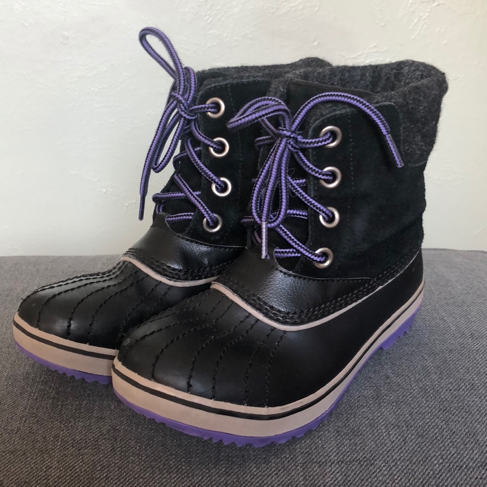 Girls’ Size 3 Sorel Boots Purple and Black